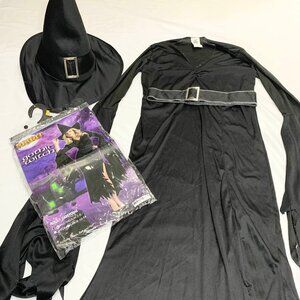 Spirit Halloween Wicked Gothic Witch Costume Dress Hat Belt Women's S/M W/ Bag